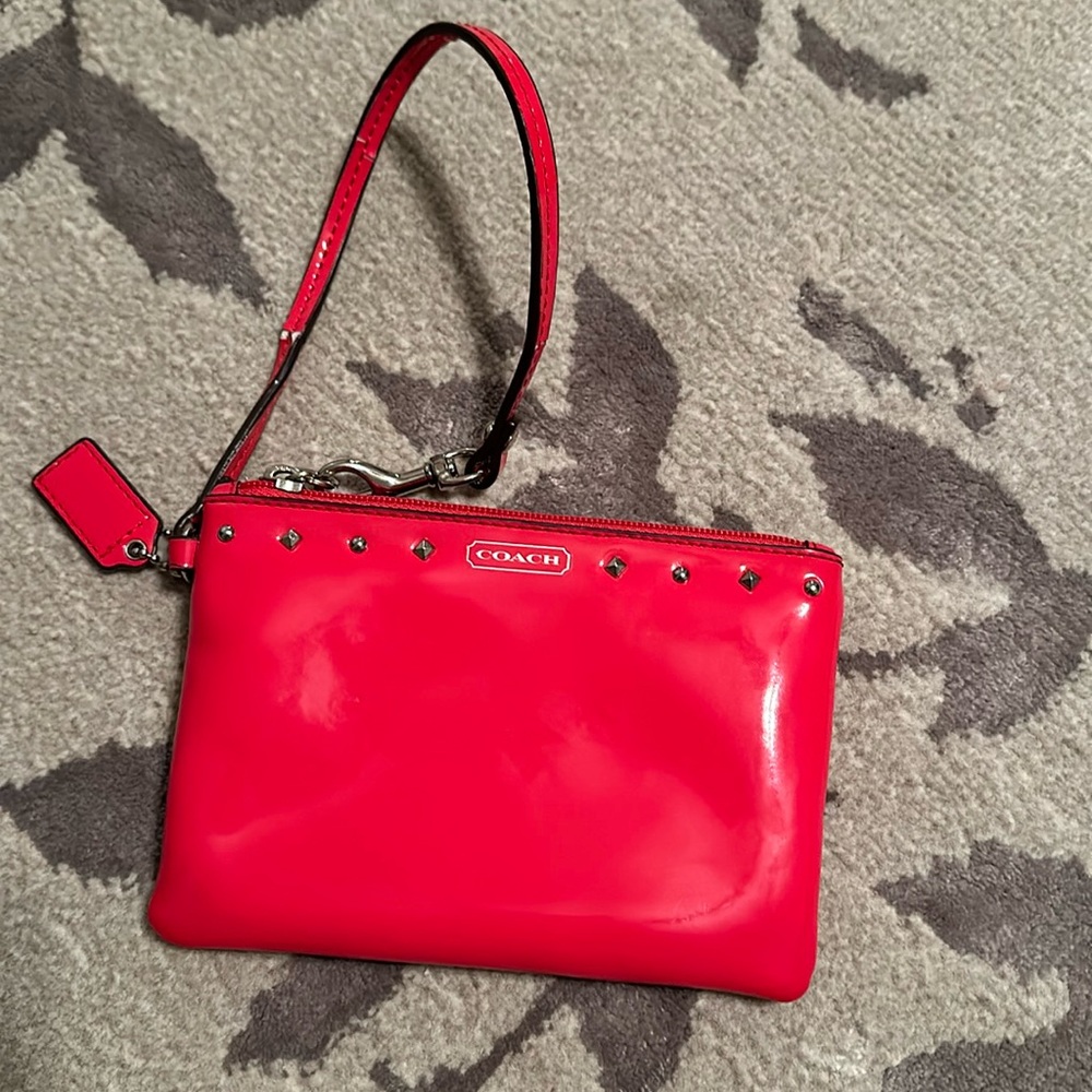 Red patent leather coach wristlet mini size small red coach vintage y2k 90s